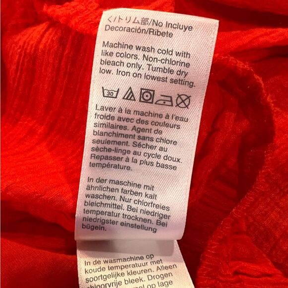 Romantic Red Ruffle Wrap Dress Crinkled Cotton Gauze Fit & Flare XS J.Crew NWT - Picture 9 of 10